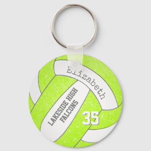 chartreuse volleyball bag tag w player team name key ring