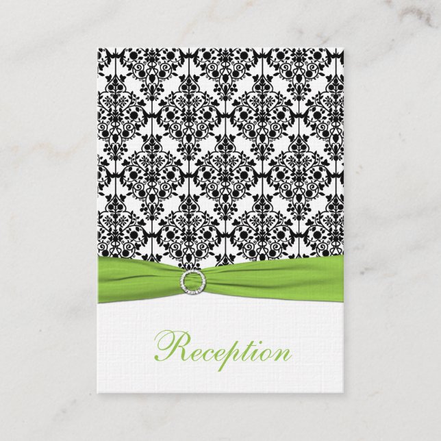 Chartreuse, White and Black Damask Enclosure Card (Front)