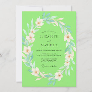 Chartreuse White Vine Wedding Invitation