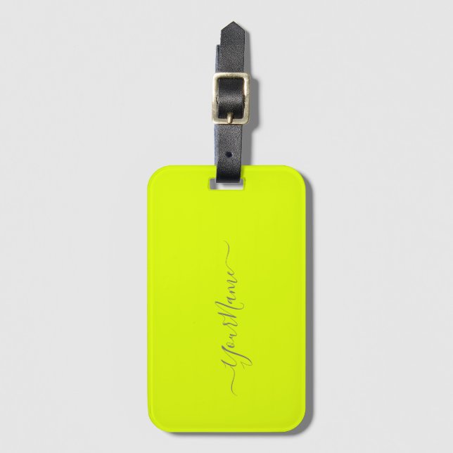 chartreuse  yellow  - add name    luggage tag (Front Vertical)