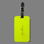 chartreuse  yellow  - add name    luggage tag<br><div class="desc">Luggage Tag with chartreuse yellow solid colour background and hand lettered look , grey font Elegant and trendy design by Alma Wad .Personalise it with your name now . Designer's Tip : The name comes in hand lettered script with swashes. When you are personalising it put your name between those...</div>