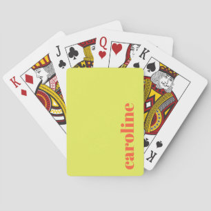 Chartreuse Yellow Bold Orange Name Personalised Playing Cards