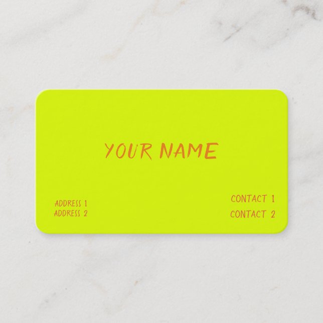 chartreuse yellow  -  casual  business card (Front)