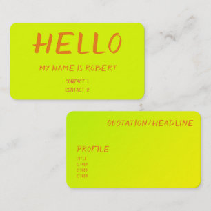 chartreuse yellow  -  Hello  business card