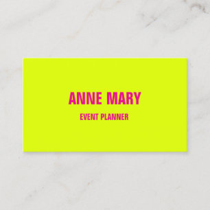 Chartreuse Yellow Hot Pink Wedding Event Planner Business Card