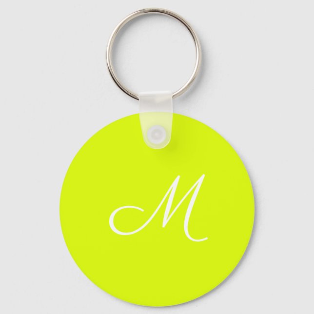 Chartreuse yellow -  monogrammed key ring (Front)