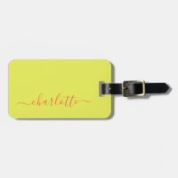Chartreuse Yellow Orange Script Personalised Name