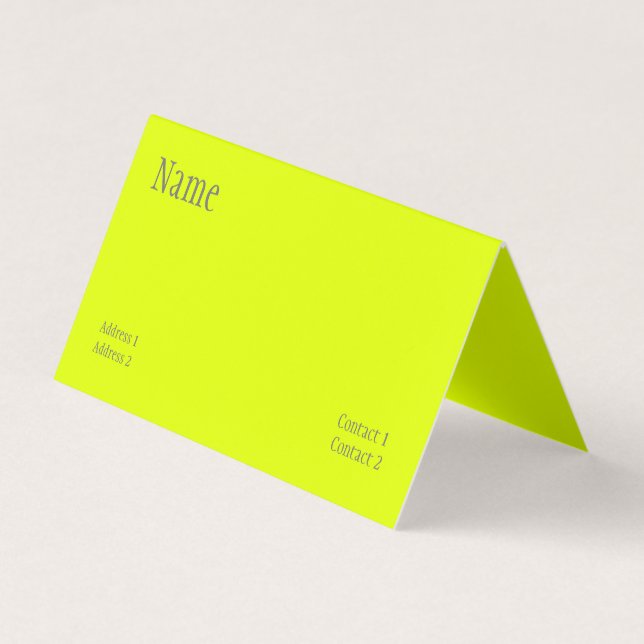 chartreuse yellow - QR code -  folded Business Card (Front)