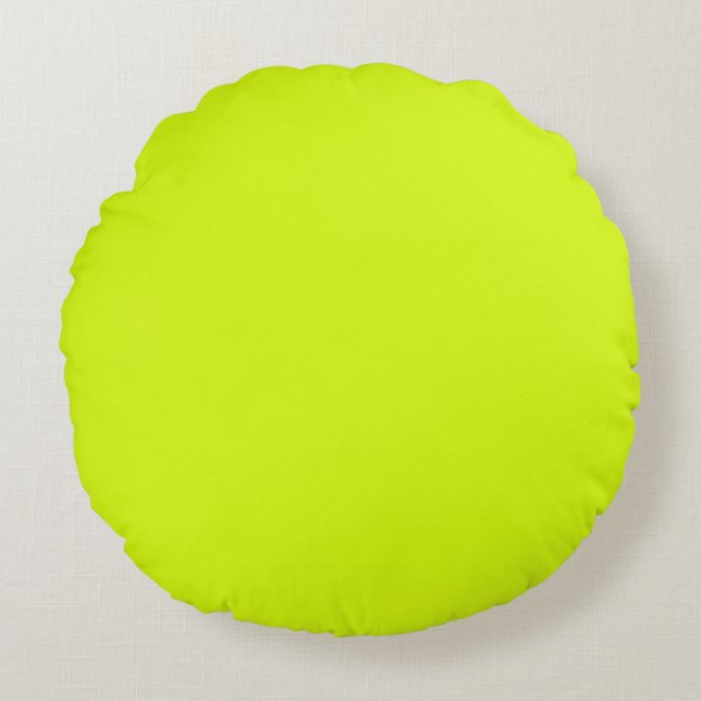 Chartreuse Yellow solid color Round Cushion (Front)