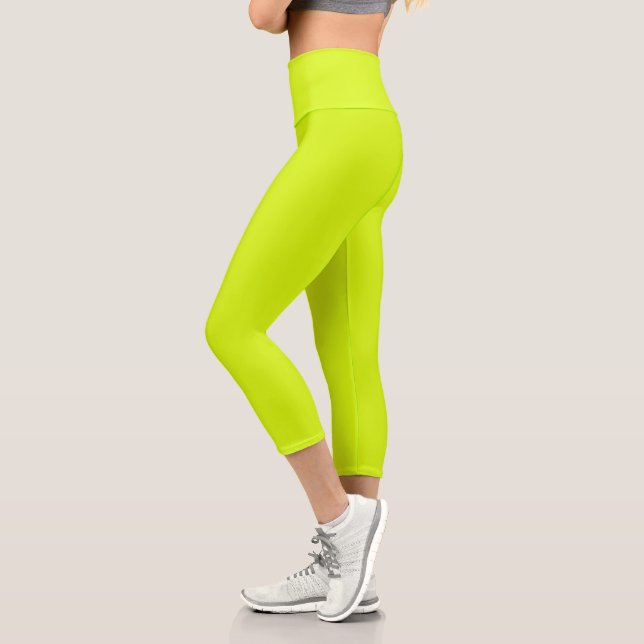  Chartreuse Yellow (solid colour)  Capri Leggings (Left)
