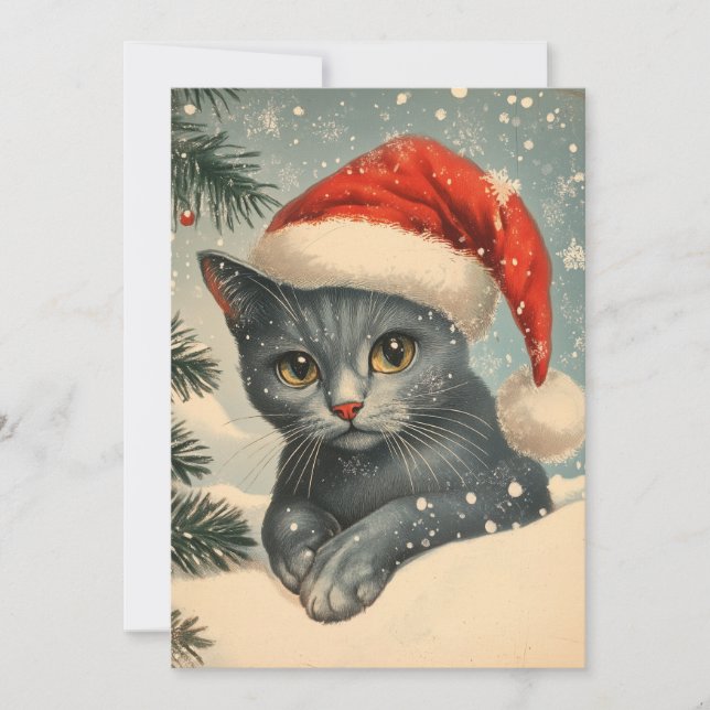 Chartreux Cat Christmas  Holiday Card (Front)