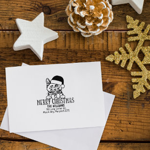 Chartreux Cat Return Address Christmas Rubber Stamp