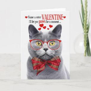 Chartreux Grey Cat Feline Humour Valentine's Day Holiday Card