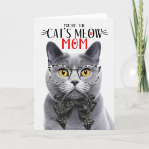 Chartreux Grey Cat for Mum on Mother's Day Holiday Card