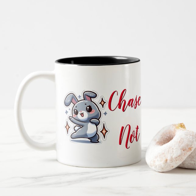 Chase Dreams Not Carrots Two-Tone Coffee Mug (With Donut)