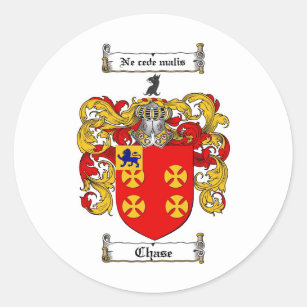 CHASE FAMILY CREST -  CHASE COAT OF ARMS CLASSIC ROUND STICKER