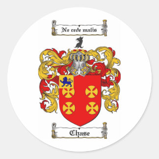CHASE FAMILY CREST -  CHASE COAT OF ARMS CLASSIC ROUND STICKER