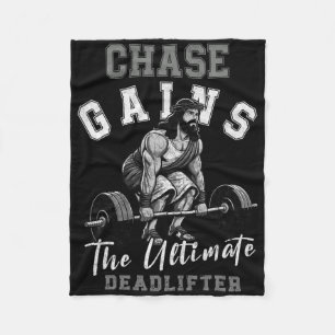 Chase Gains Jesus The Ultimate Deadlifter Funny Mo Fleece Blanket