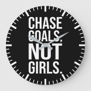 Chase Goals Not Girls - Gym, Hustle, Success Large Clock