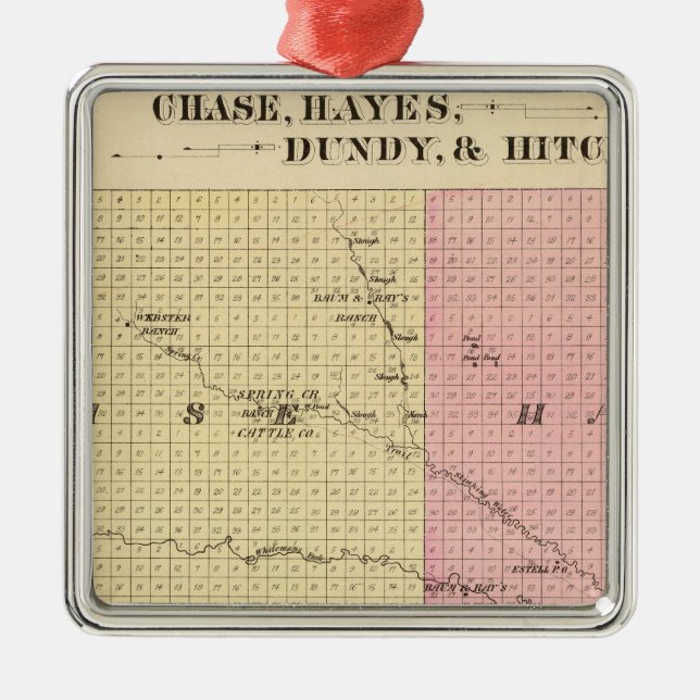 Chase, Hayes, Dundy, and Hitchcock, Nebraska Metal Tree Decoration (Front)