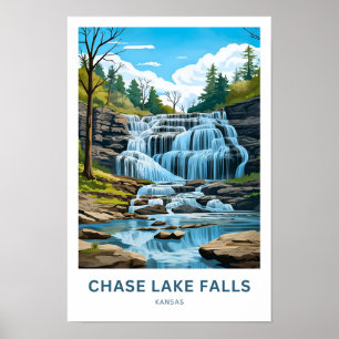 Chase Lake Falls Kansas Travel Print