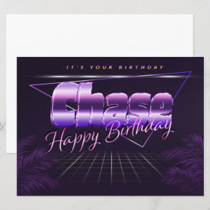 Chase Name Vorname lila retro Karte Geburtstag Card