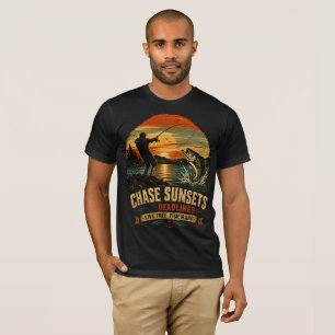 Chase Sunsets Not Deadlines Fishing Men's T-Shirt