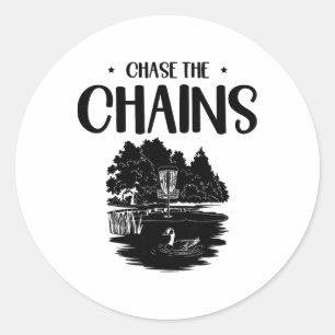 Chase The Chains Disc Golf Frisbee Art  Classic Round Sticker