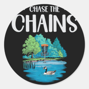 Chase The Chains Disc Golf Scenic Nature  Classic Round Sticker