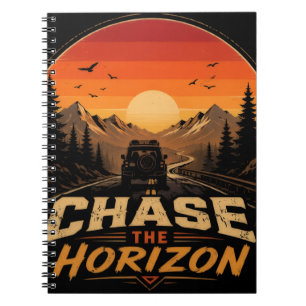 Chase the Horizon Vintage Retro Sunset Notebook