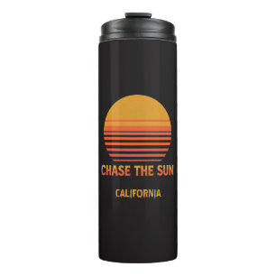 Chase The Sun Retro Sunset 70s Custom Template Thermal Tumbler