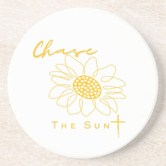 "Chase the Sun" Sunflower Stone Coaster