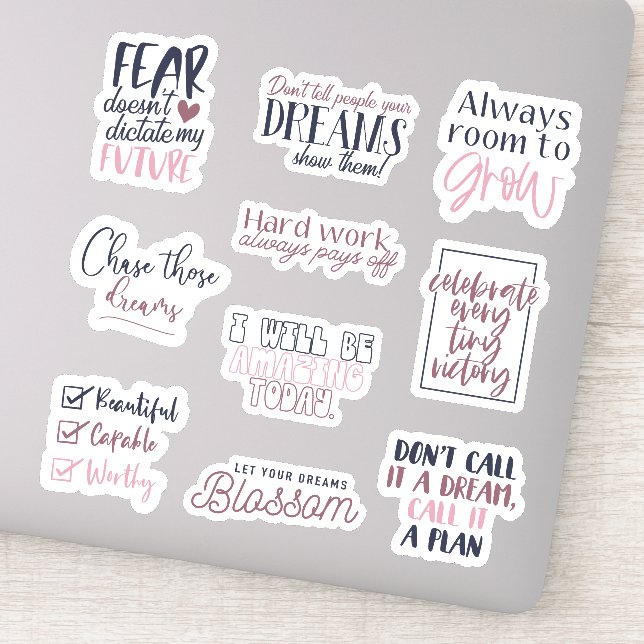 Chase Those Dreams 10pc Waterproof Sticker Set (Detail)