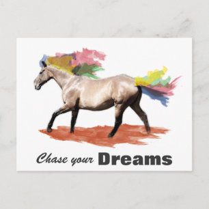 Chase your dreams Horse Rainbow Mane Postcard
