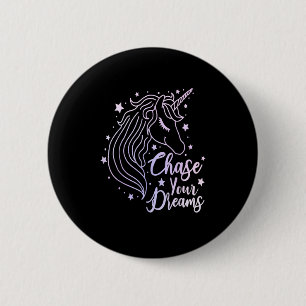 Chase Your Dreams Unicorn Shirt Girls Pink Purple 6 Cm Round Badge