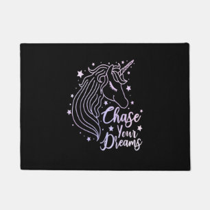 Chase Your Dreams Unicorn Shirt Girls Pink Purple  Doormat
