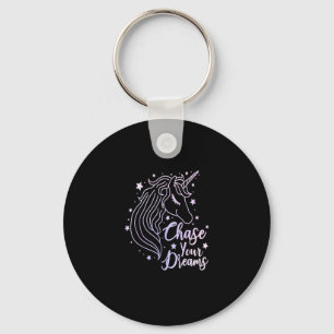 Chase Your Dreams Unicorn Shirt Girls Pink Purple Key Ring