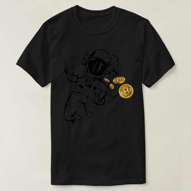 Chasing Bitcoin Astronaut Reaching For Crypto BTC  T-Shirt (Design Front)