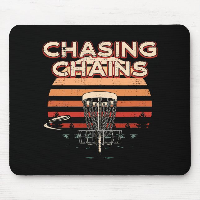 Chasing Chains Disc Golf Hobby Disc Golfer Pastime Mouse Mat (Front)