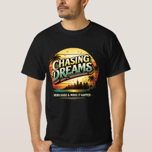 Chasing Dreams Retro Sunset T-Shirt Design Motiv