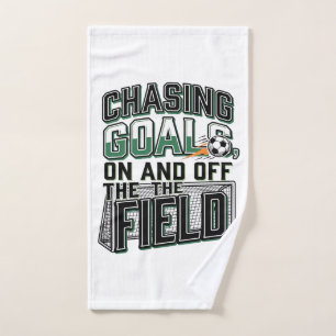 Chasing Goals Soccer Vintage Field Shirt Design_1 Hand Towel