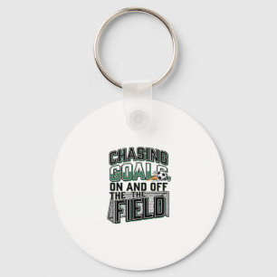 Chasing Goals Soccer Vintage Field Shirt Design_1 Key Ring
