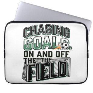 Chasing Goals Soccer Vintage Field Shirt Design_1 Laptop Sleeve