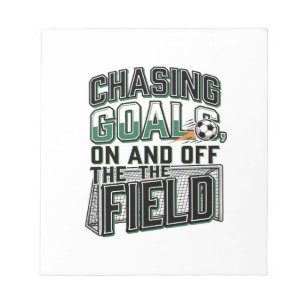 Chasing Goals Soccer Vintage Field Shirt Design_1 Notepad