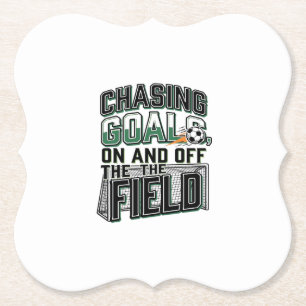 Chasing Goals Soccer Vintage Field Shirt Design_1 Paper Coaster