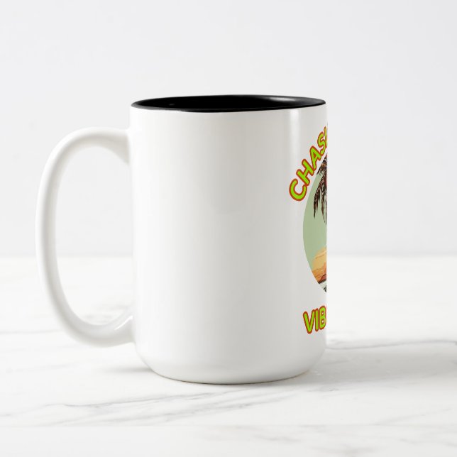 Chasing Good Vibes Only – Retro Two-Tone Mug,  Coffee Mug (Left)