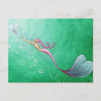 Chasing Heart-Shaped Bubbles Mermaid Postcard