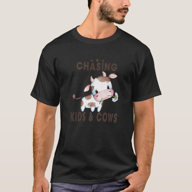 Chasing Kids And Cows T-Shirt (Front)