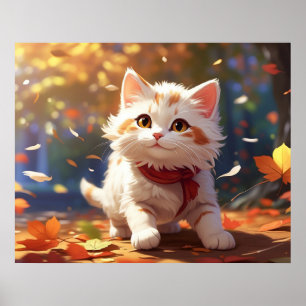 *~* Chasing Leaves Kitten  5:4  Kitty Cat AP68  Poster