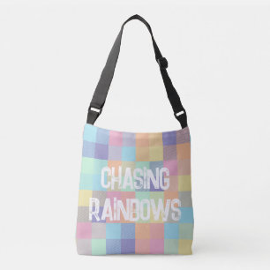 Chasing Rainbows Pastel Colours Buffalo Check Plai Crossbody Bag